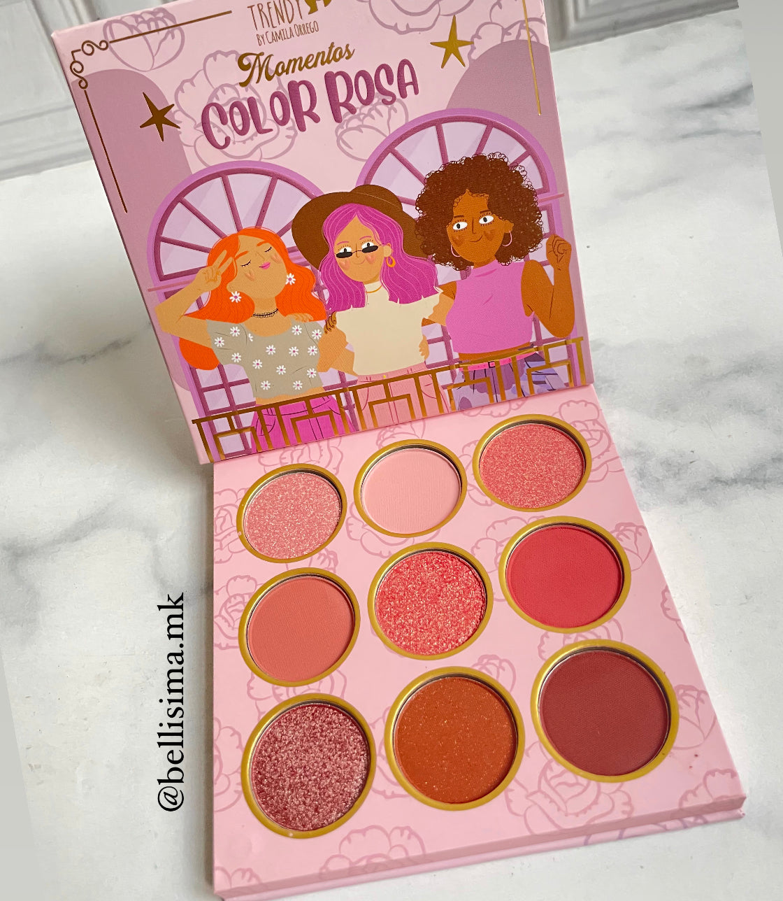 Paleta de sombra color rosa trendy