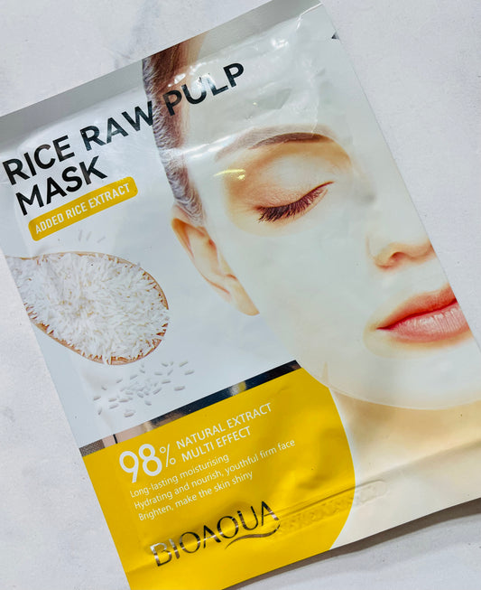 Mascarilla en velo facial con extracto de proteína arroz