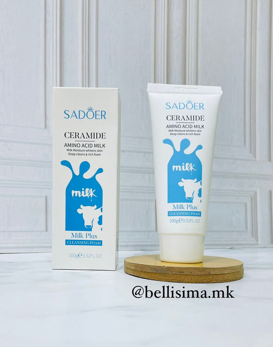 Jabon facial blanqueador en espuma de leche Sadoer
